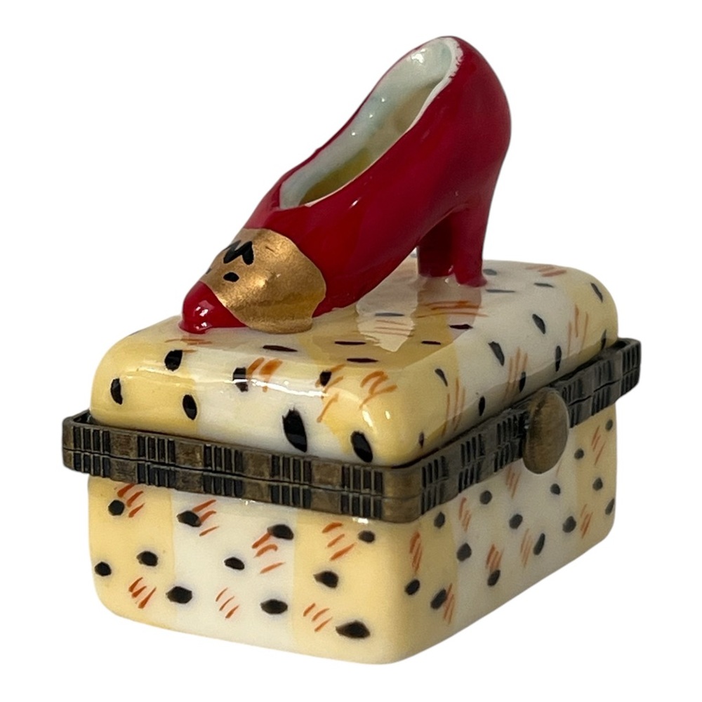 Trinket Box Red Pump High Heel Shoe on Top of Box